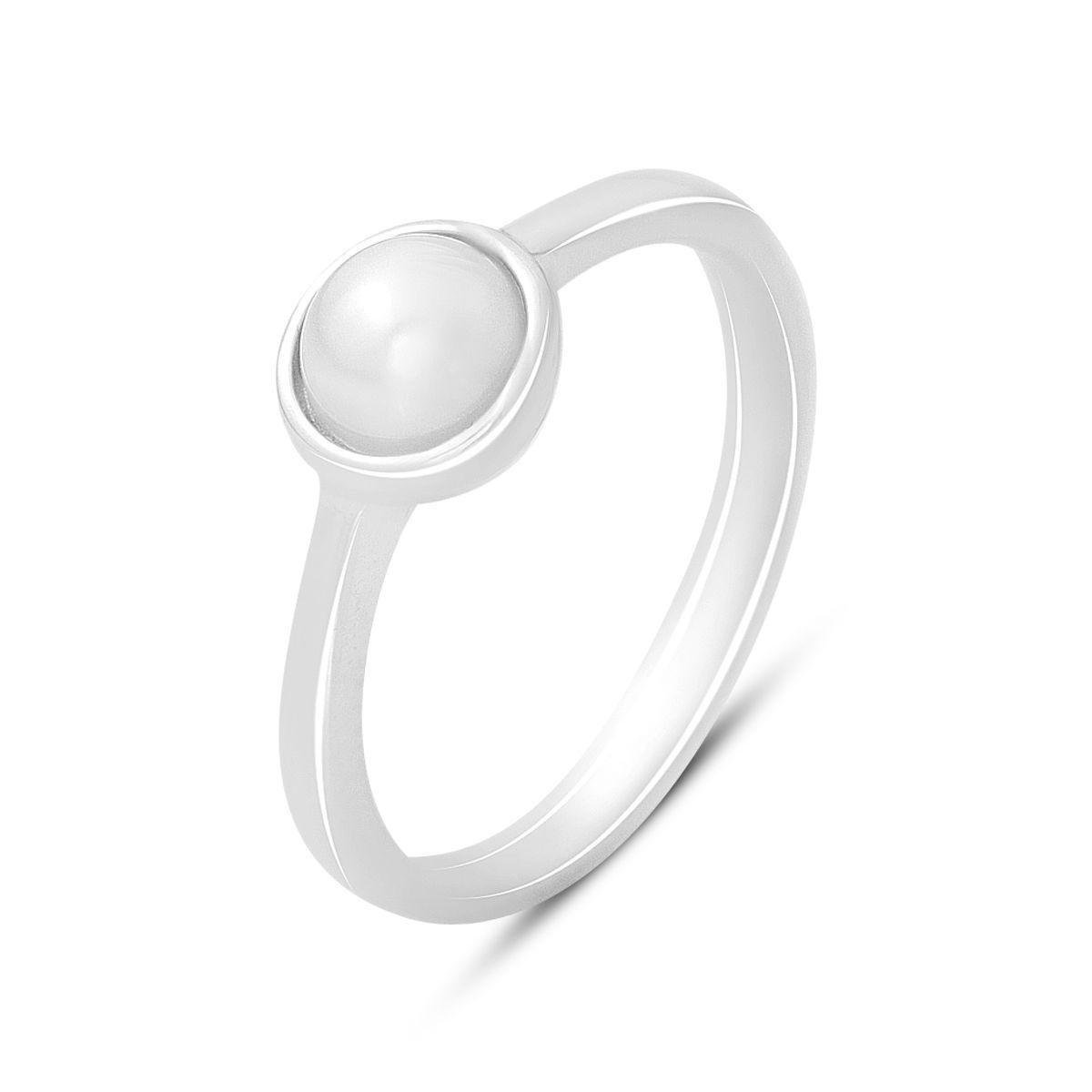 Каблучка срібна LoveR з натуральною перлиною у мінімалістичному дизайні р. 17