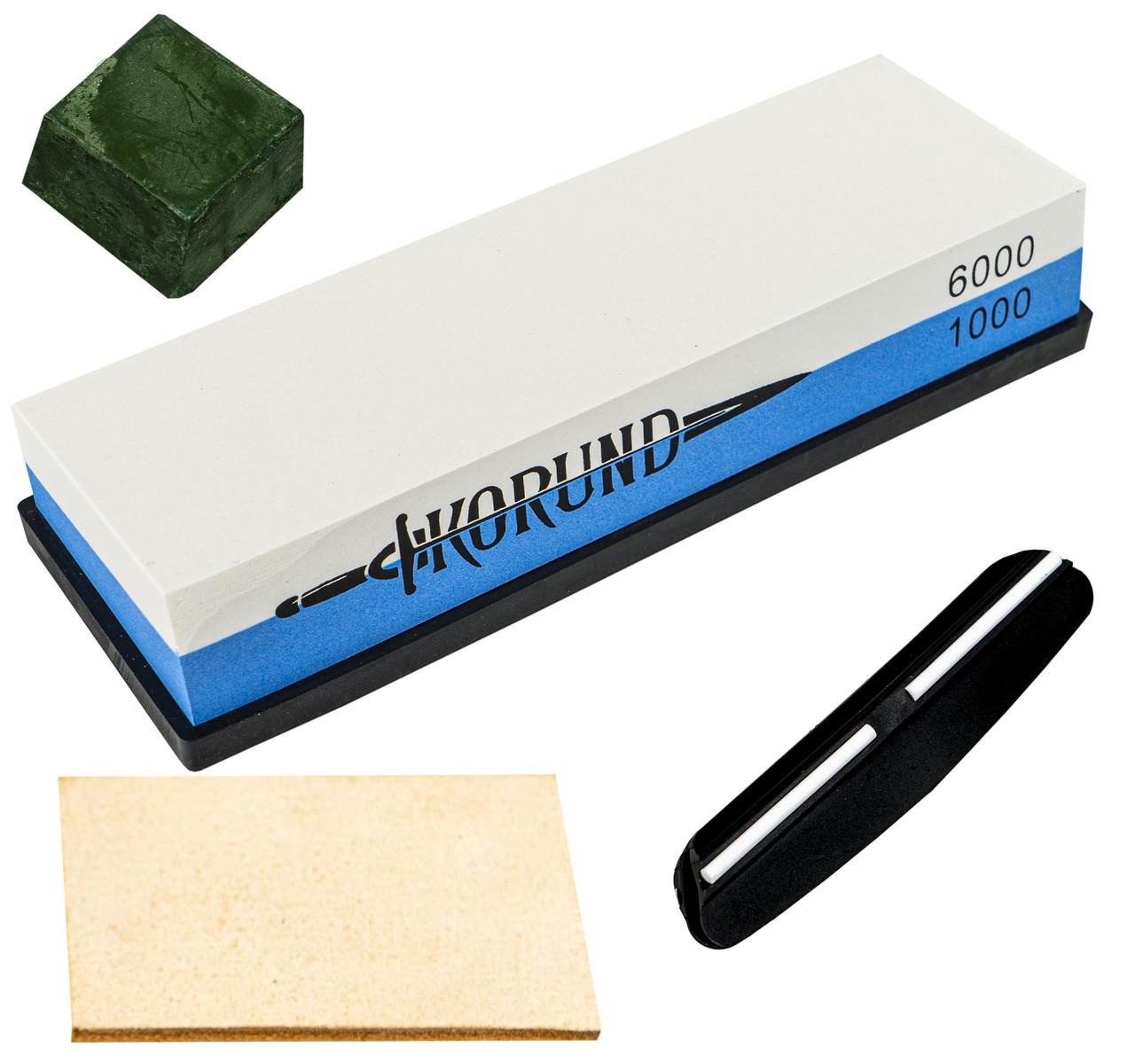 Точильный камень двухсторонний КОРУНД 1000/6000 с держателем ножа Точильный камень двухсторонний КОРУНД 1000/6000 с держателем ножа
