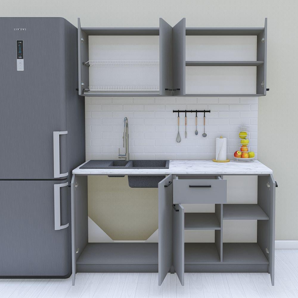 Кухня модульная готовая 1,6 м 160 см Антрацит (МП41б) - фото 2 Кухня модульная готовая 1,6 м 160 см Антрацит (МП41б) - фото 2