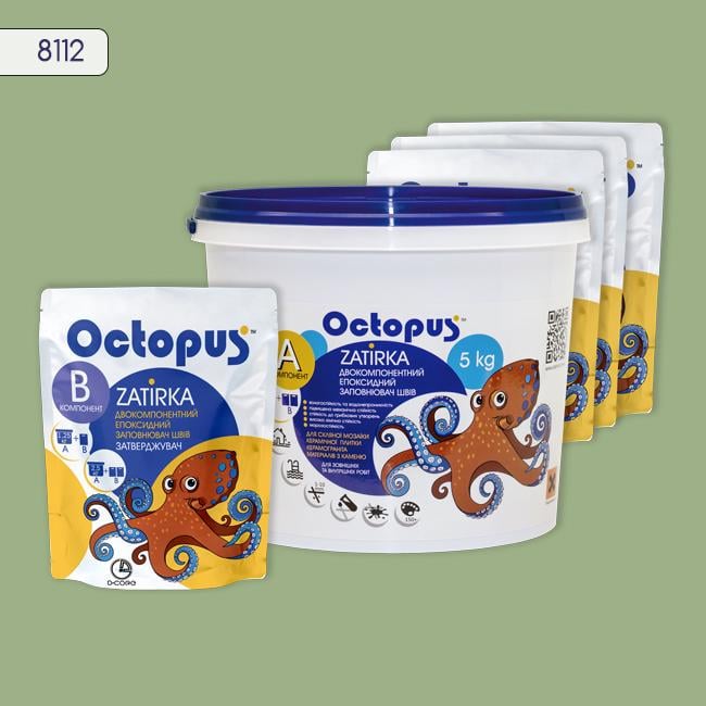Фуга двухкомпонентная эпоксидная для плитки и мозаики Octopus 5 кг 8112 (8112-5)