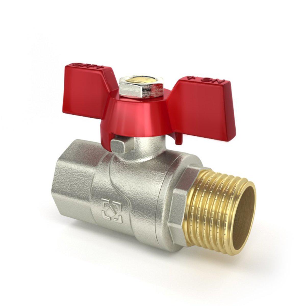 Кран шаровый Raftec PN40 НВ бабочка 1/2" Red (51178)