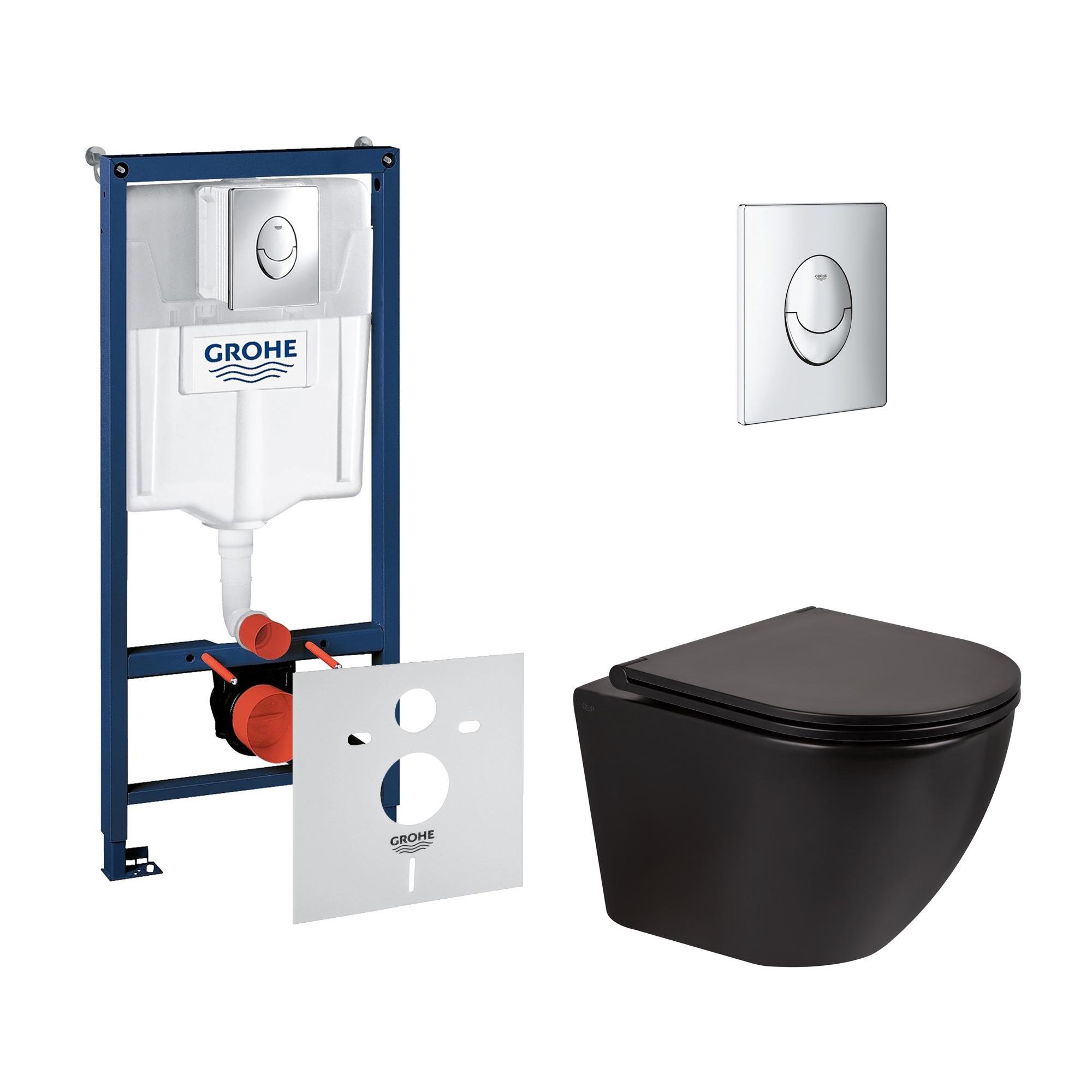 Комплект инсталляции Grohe Rapid SL 38721001QT1333046ERMB с унитазом кнопка Хром (116310)