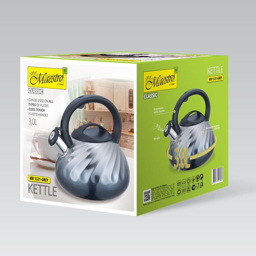 Чайник з декоративним рифленням 3 л Графітовий (MR-1321) - фото 6 Чайник з декоративним рифленням 3 л Графітовий (MR-1321) - фото 6