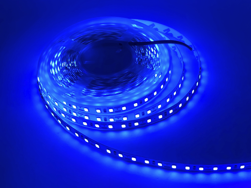 Світлодіодна стрічка MTK 2835 120 LED 8 мм 12 В IP20 подвійна плата Синій (6811)