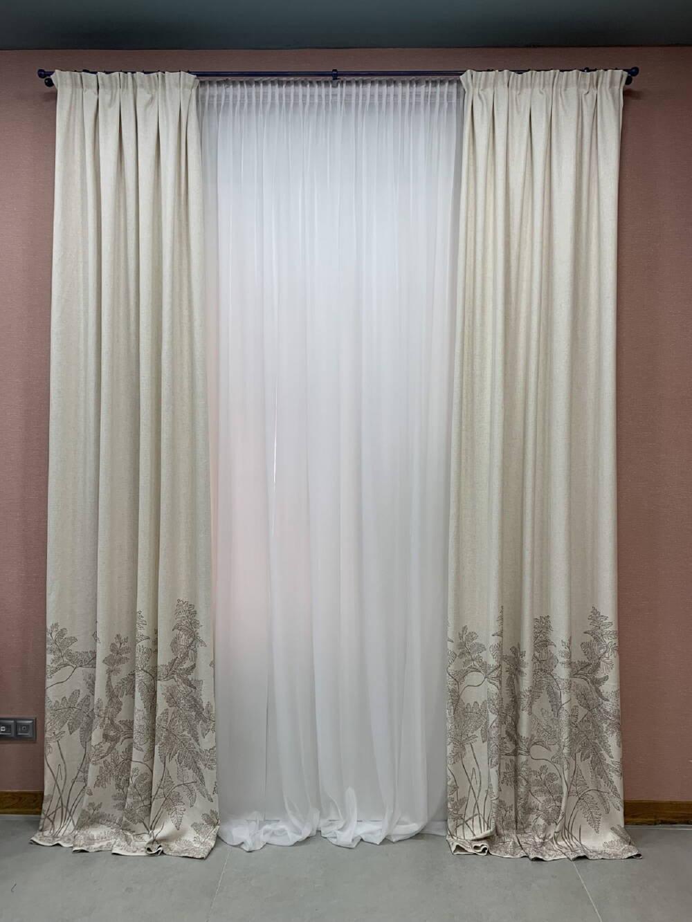 Штори лляні 1,4 м 2 шт. Бежевий (000101579) Штори лляні 1,4 м 2 шт. Бежевий (000101579)