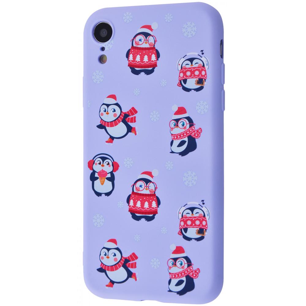 Чехол WAVE Fancy case TPU для iPhone XR Penguins/Light Purple с рисунком