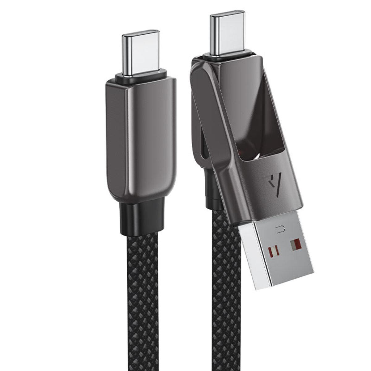 Кабель Acefast C13-05 USB/USB-C-USB-C 3A/60W/ Nylon/Zinc Connectors 0,2 м Black (6974316283539) - фото 4