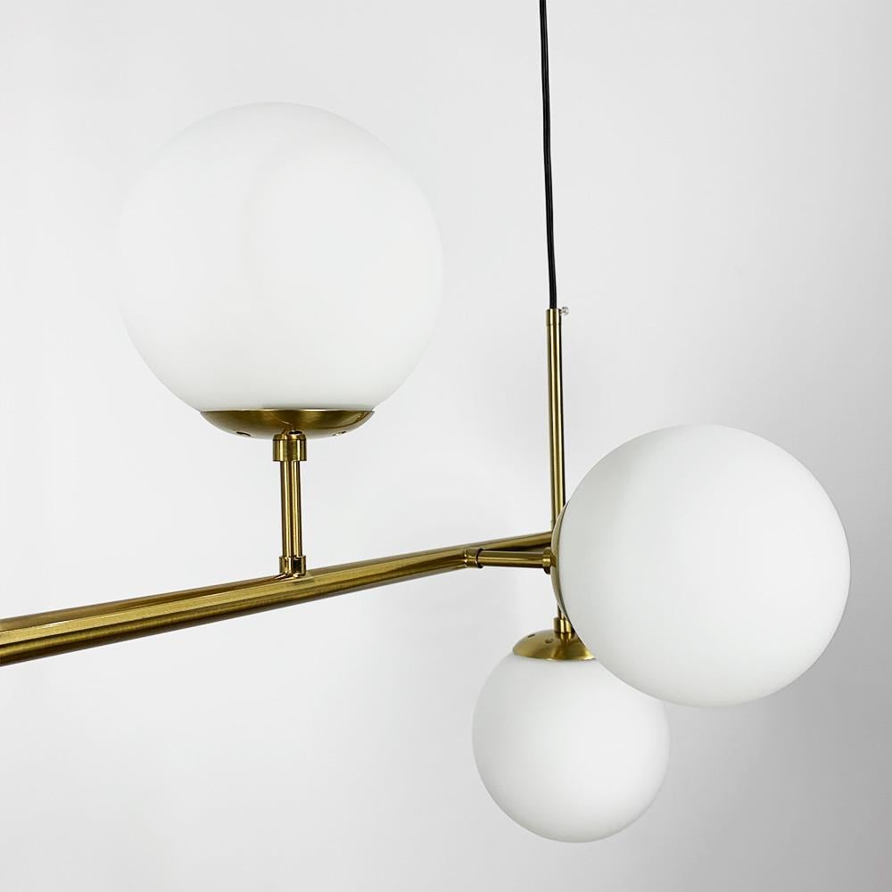 Люстра видовжена латунна на 6 плафонів кріплення в двух точках тип А (SGJ 7/6A AB+WT) - фото 6