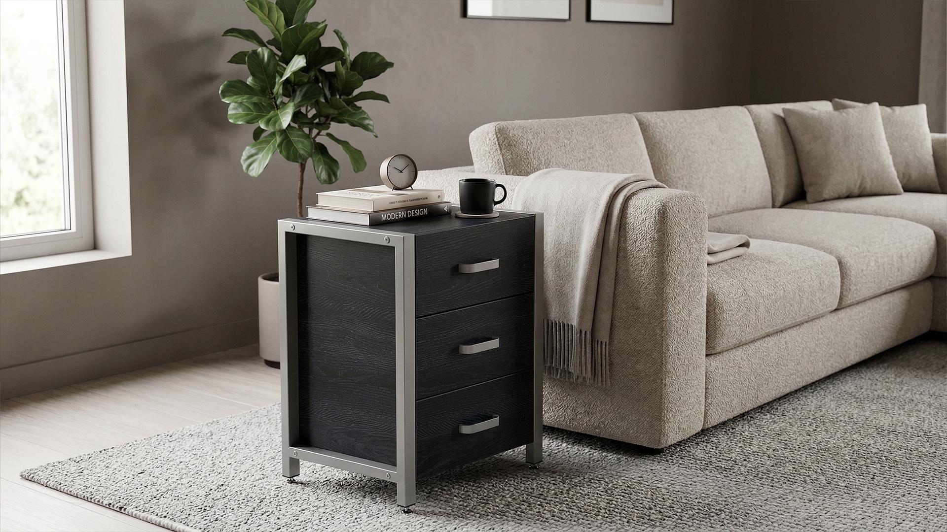 Тумба универсальная Ferrum-decor Вивьен ДСП 16 мм 3 50x41x40 Серый/Каштан Арвадонна (FRD-107755)