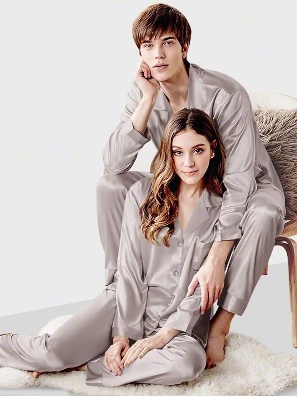 Пижамы парные шелковые Family Look для двух М Серый (4620/5)