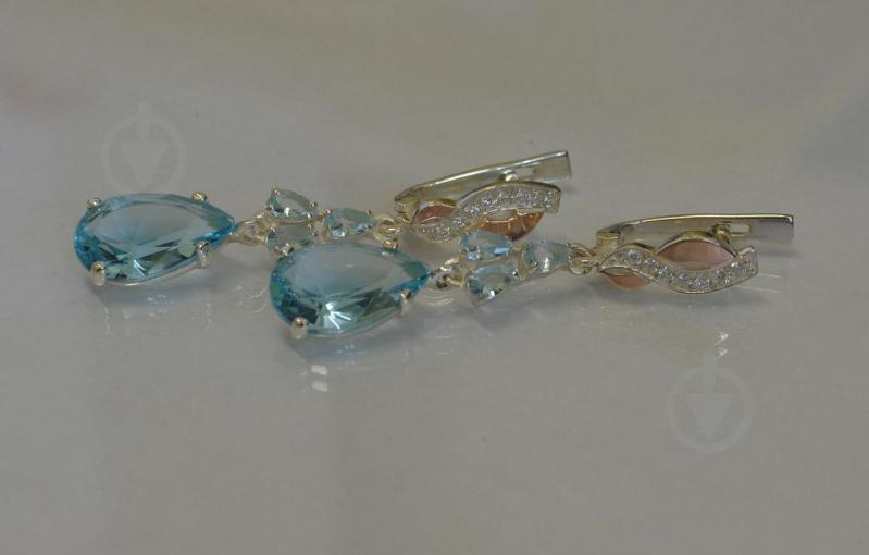 Серьги серебрянные Sil Myau с золотыми пластинами и фианитами 099s-10 Лаванда (Sil-681)