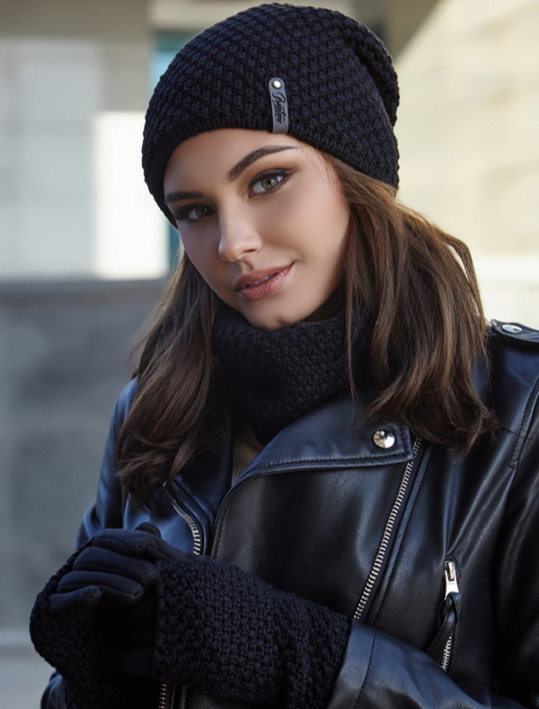 Комплект шапка с хомутом и перчатками женский Braxton Осирия Черный (522W) - фото 1
