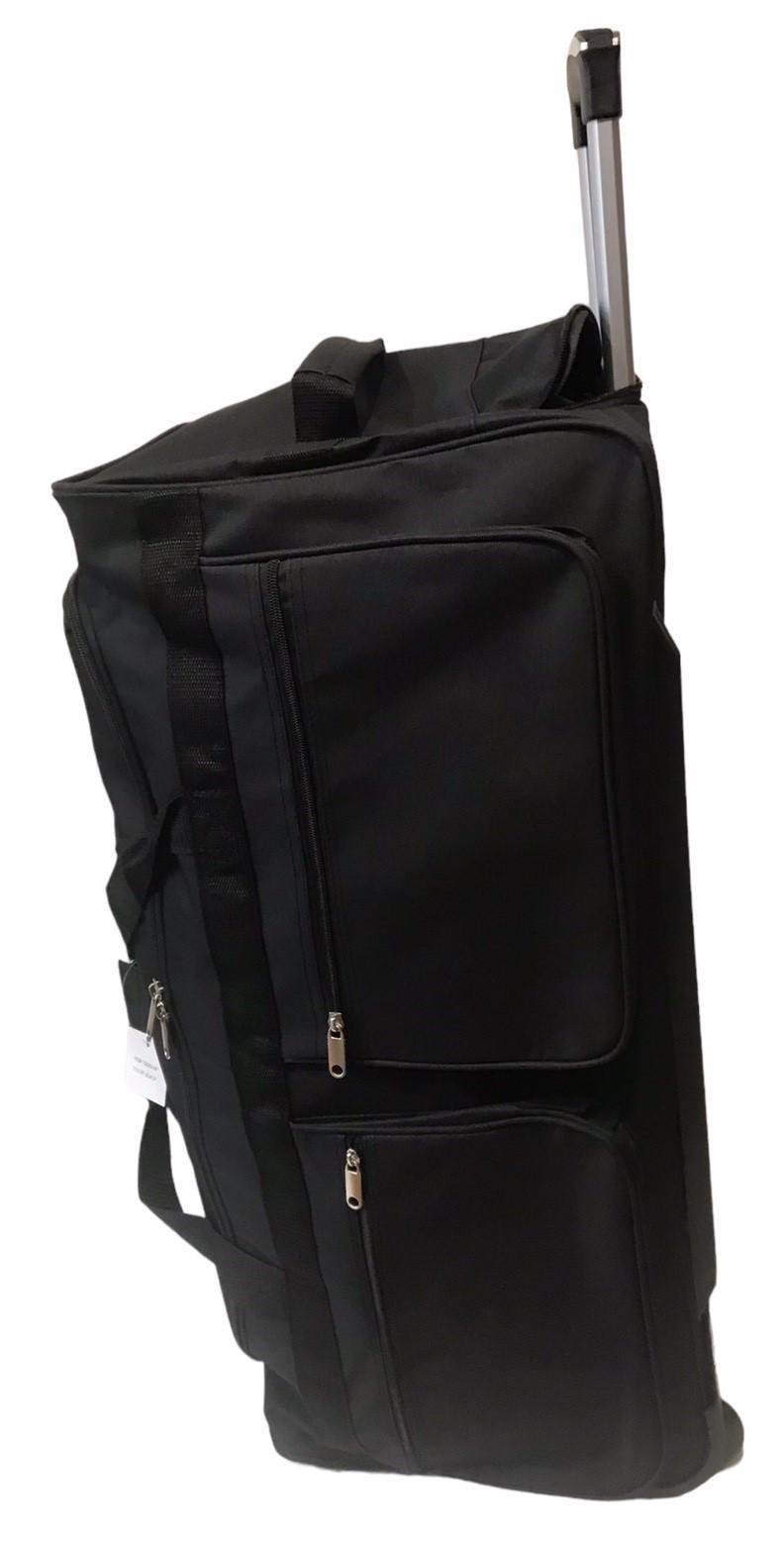 Сумка дорожня велика на колесах з кишенею на блискавці 90 л Чорний (263-30)
