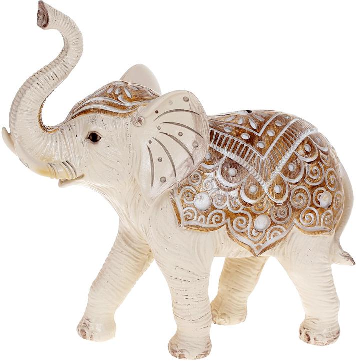 Декоративная статуэтка Слон 24х9х23 см полистоун Кремовый (BD-SG37-870)