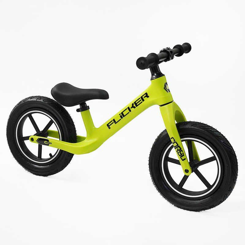 Біговел Corso нейлонова рама нейлонова вилка колеса надувні 12" Салатовий (FL-0174-65)