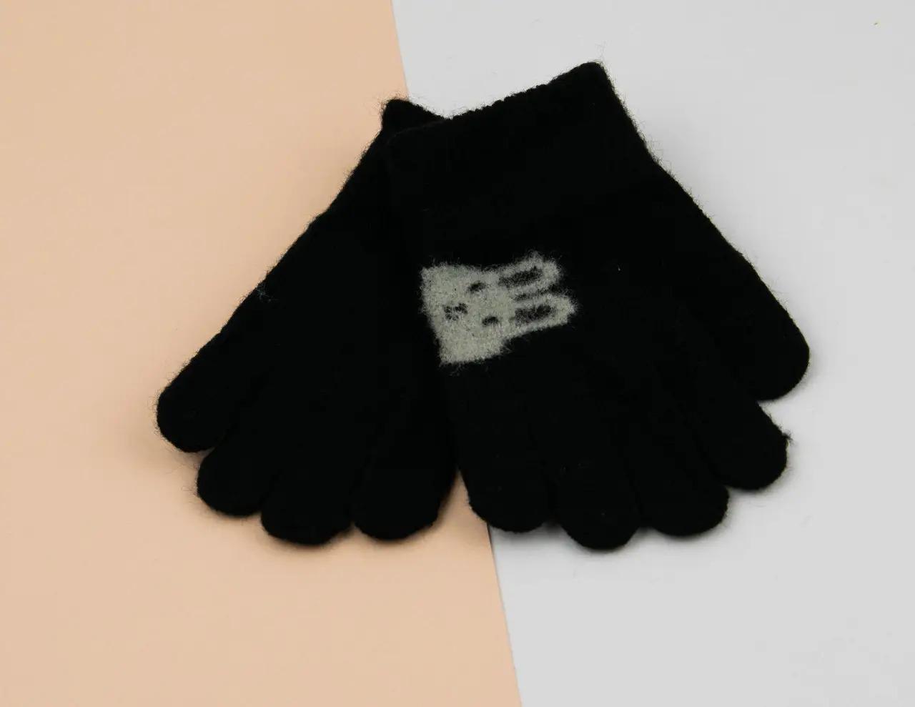 Детские перчатки трикотажные 4-7 лет Черный (24-8-003)