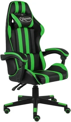 Компьютерное кресло геймерское vidaXL искусственная кожа Black/Green (20521)