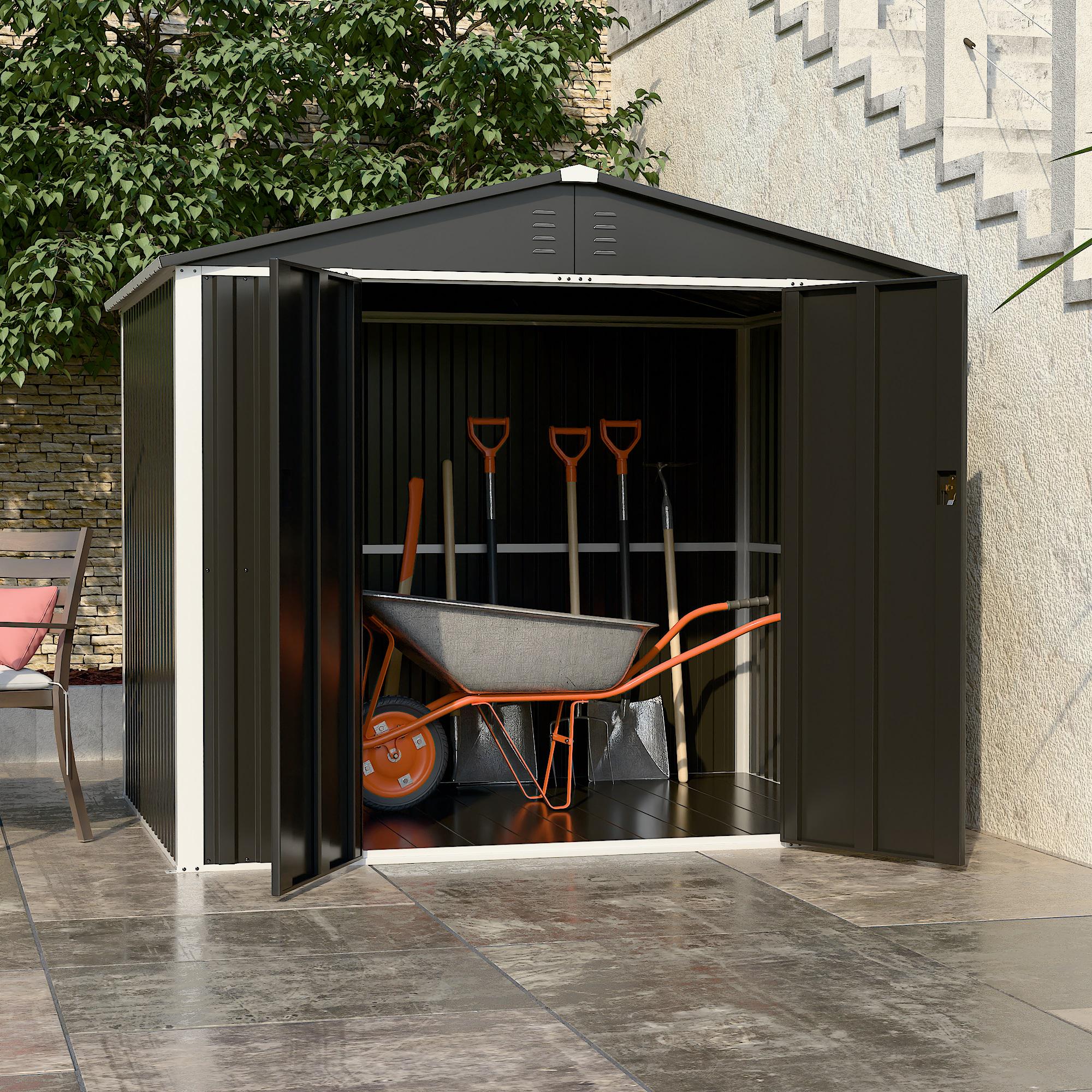 Хозблок-сарай металлический DS-03 CUSTOMIZED с двускатной крышей 2000х2400х1800 мм Темно-серый PANTONE 10C - фото 5