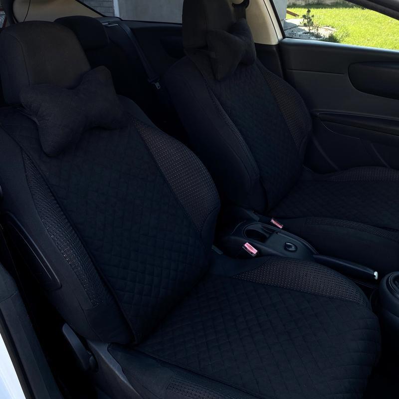 Накидки на сиденье автомобиля эко-замша узкие 2 шт. Черный (784) - фото 3