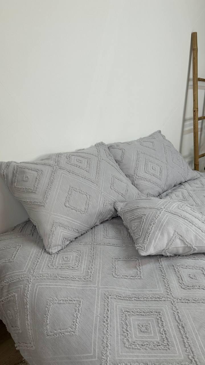 Покрывало Скандинавский большой ромб 220х240 см Светло-серый - фото 8