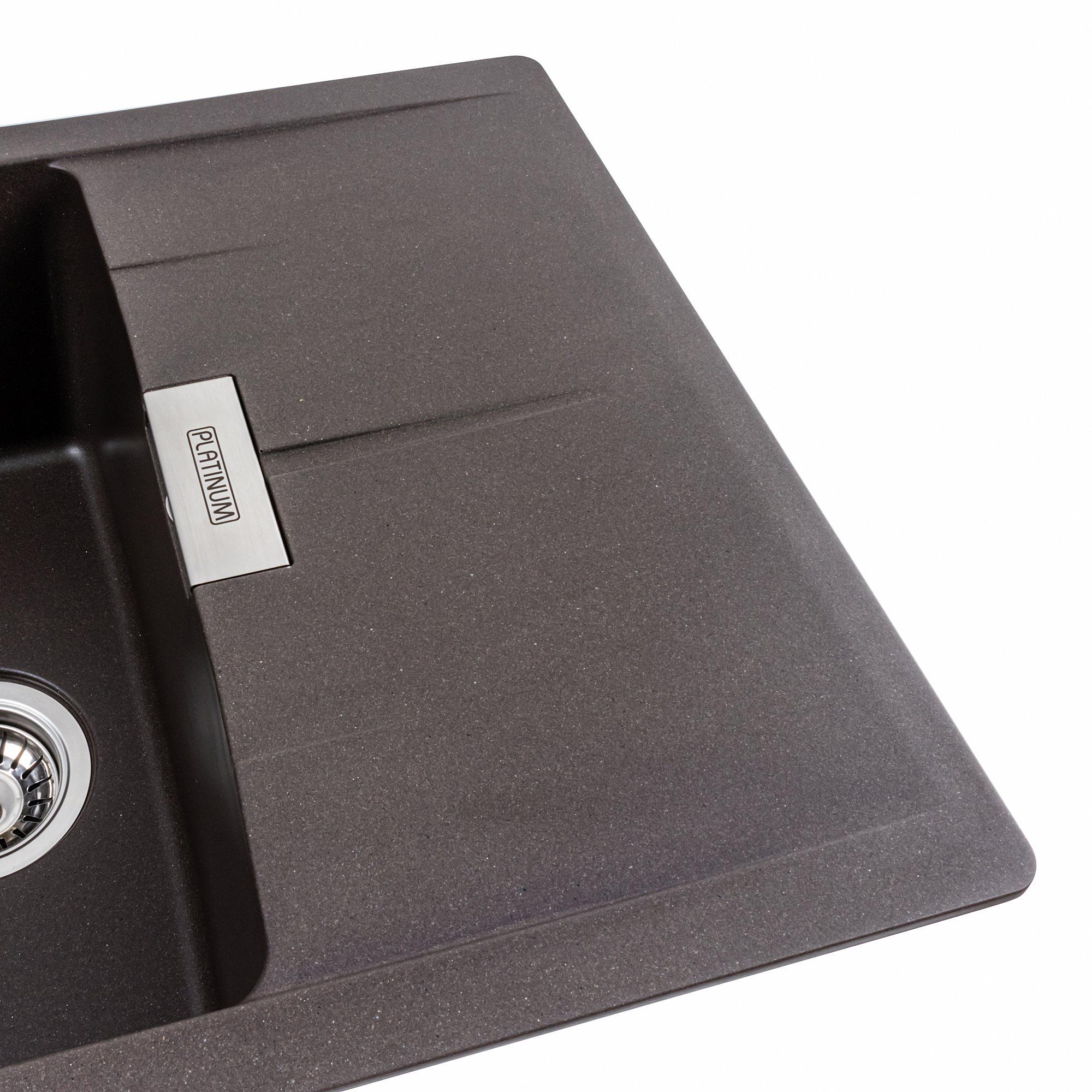 Мойка для кухни гранитная Platinum 6250 ZIRKONE матовая Темная скала - фото 3 Мойка для кухни гранитная Platinum 6250 ZIRKONE матовая Темная скала - фото 3