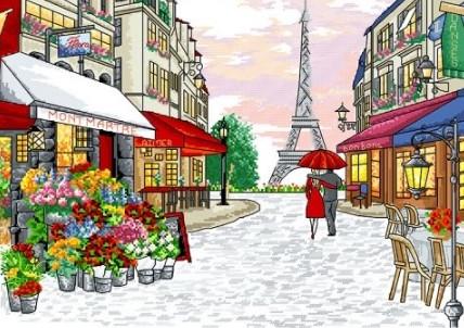 Канва с рисунком для вышивки нитками Французский вечер А3-16-145