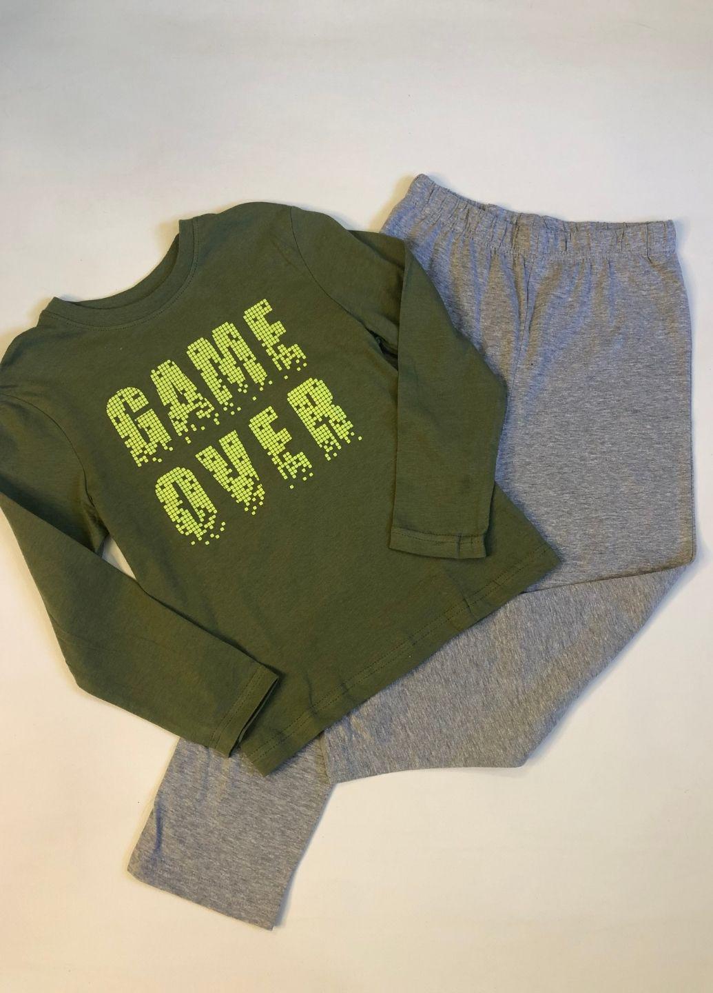 Піжама для хлопчика 110 см Зелений/Сірий - фото 5 Піжама для хлопчика 110 см Зелений/Сірий - фото 5