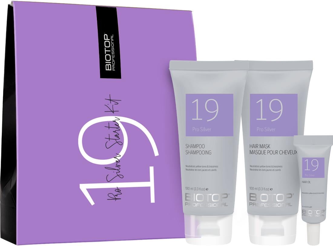 Набір стартовий для волосся BIOTOP 19 Pro Silver шампунь 100 мл/маска 100 мл/масло 10 мл (27745)