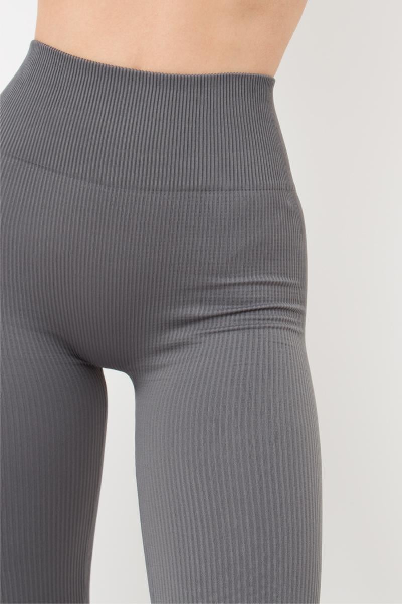 Леггинсы женские спортивные Giulia LEGGINGS RIB в рубчик с модельным швом S/M Grey-poppy seed (4823116913356) - фото 3