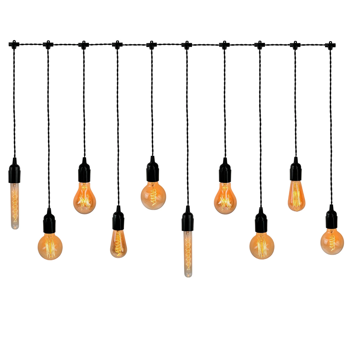 Гирлянда-ретро сосулька 10 патронов без ламп 5 м Черный (6352)