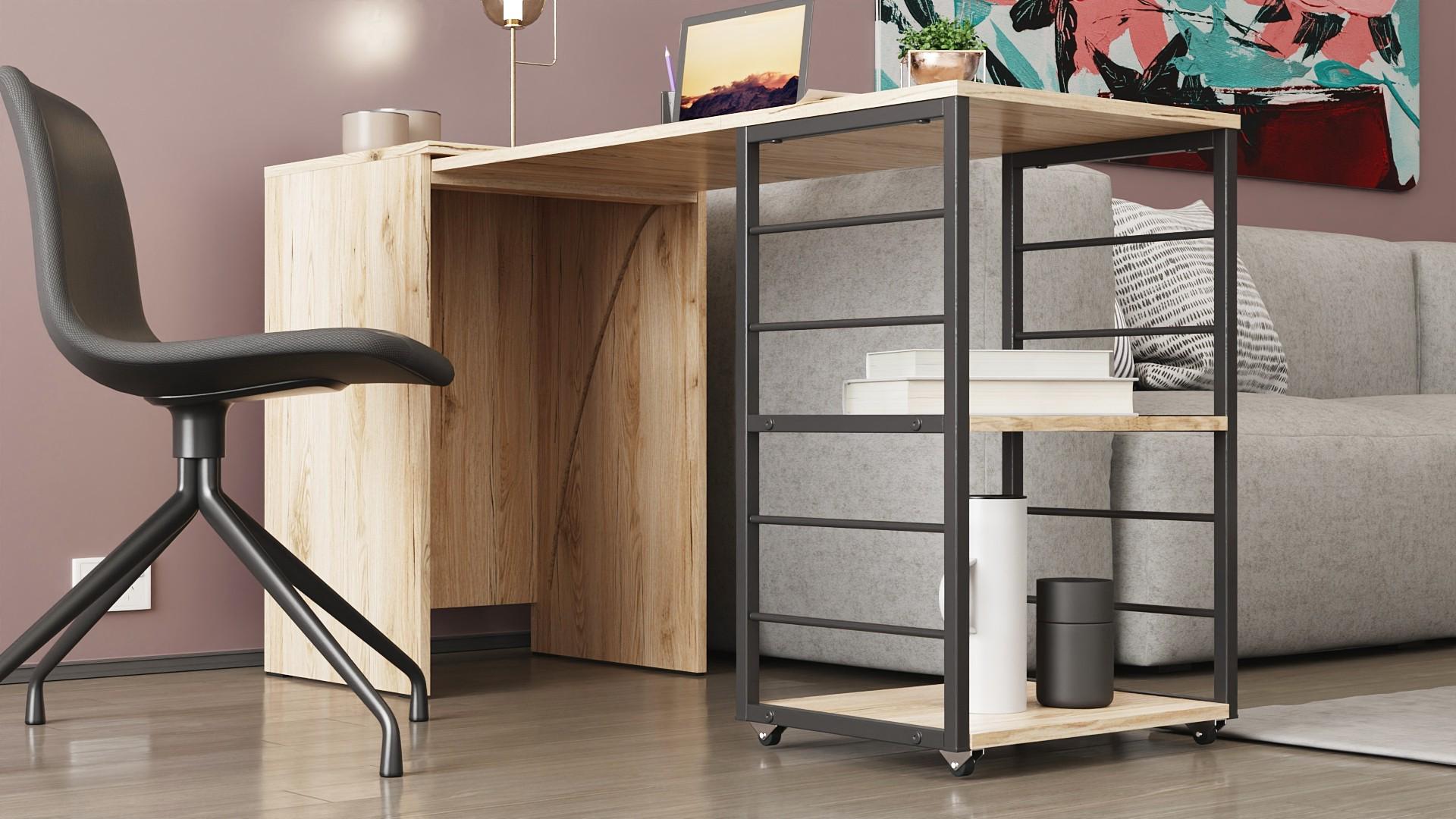 Стол-тумба трансформер Ferrum-decor Смарт 2/1 металл/ДСП 16 мм 750x1450x500 мм Черный/Дуб Сонома (FRD-105098) - фото 1