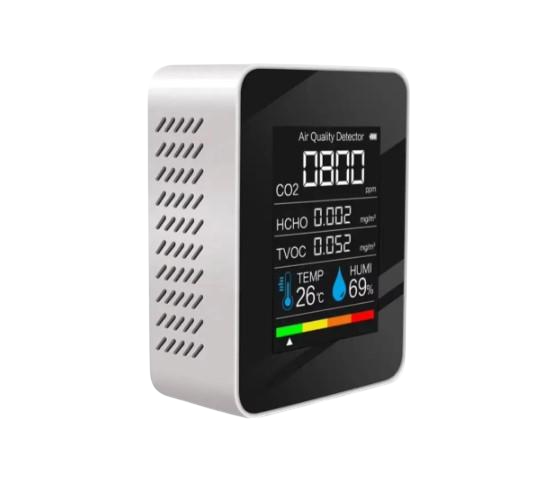 Анализатор качества воздуха 5 в 1 детектор углекислого газа CO2 формальдегида HCHO TVOC с LCD дисплеем