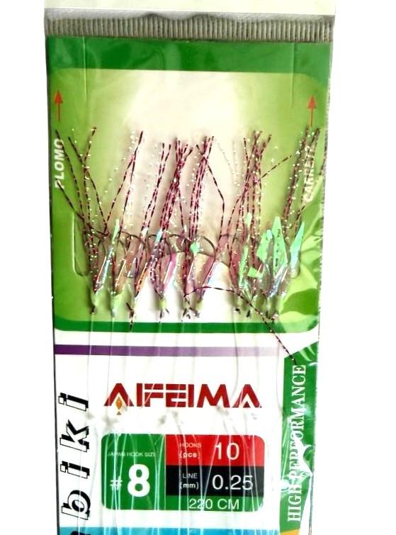 Самодур AFEIMA SABIKI ART 20046 № 8 10 крючков галогеновый уголок ставрида/сарган/луфар Серебристый (3150722421)