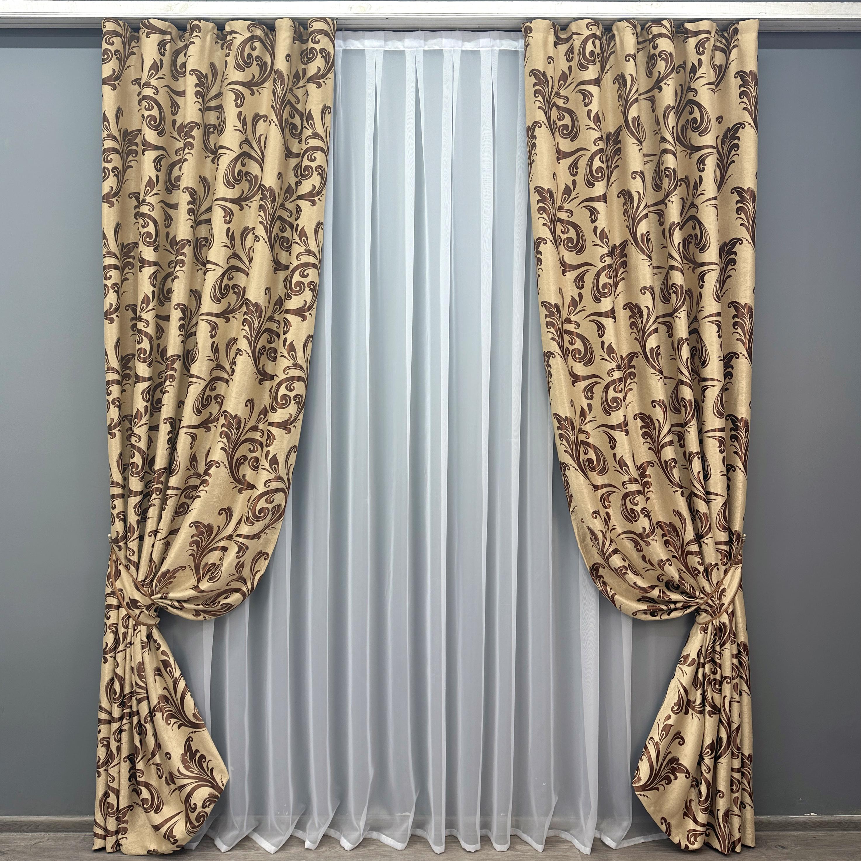 Комплект штор VR-Textil Лілія № 101ш Б 100х270 см 2 шт. Бежевий (31-041)