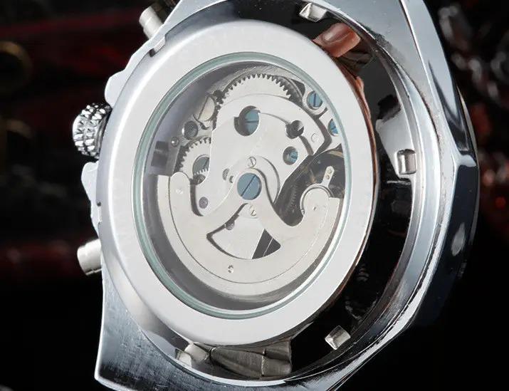 Часы мужские механические наручные Winner Skeleton с автоподзаводом Серебристые с золотом (IBW903SY) - фото 4