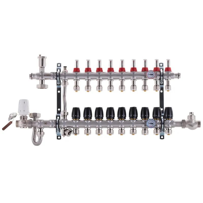 Коллектор со встроенным смесительным узлом KOER KR.S1011-9 1"х9 SUS304 и евроконус 3/4-16 (KR2932)