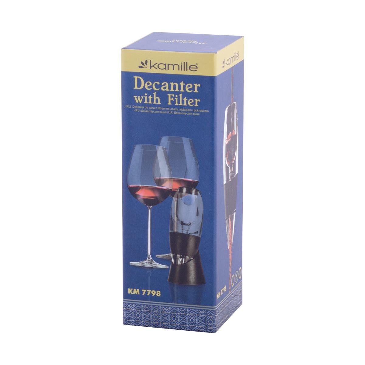 Декантер для вина Kamille KM-7798 из акрила с фильтром и подставкой (29-84-7798) - фото 2
