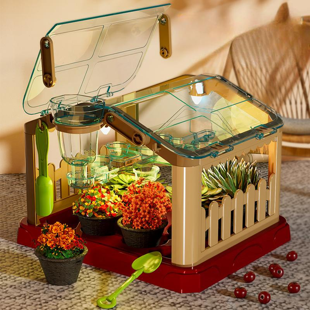 Набір для вирощування рослин міні-теплиця з системою поливу та підсвічуванням Білий з коричневим (459656414)