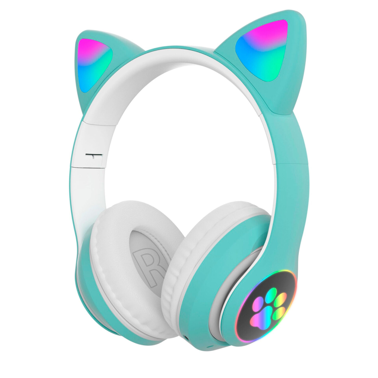 Навушники бездротові Cute Headset Котячі вушка з підсвічуванням RGB та MP3 Bluetooth/MicroSD/FM Зелений - фото 5