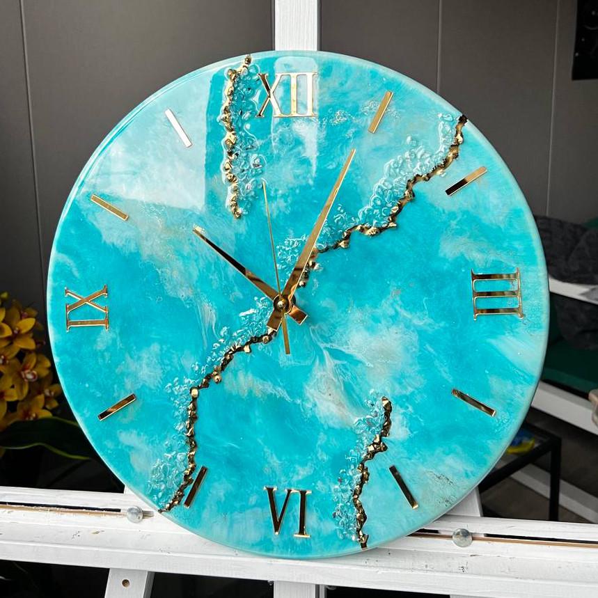 Часы настенные круглые из эпоксидной смолы EPOXY M136 30x30 см