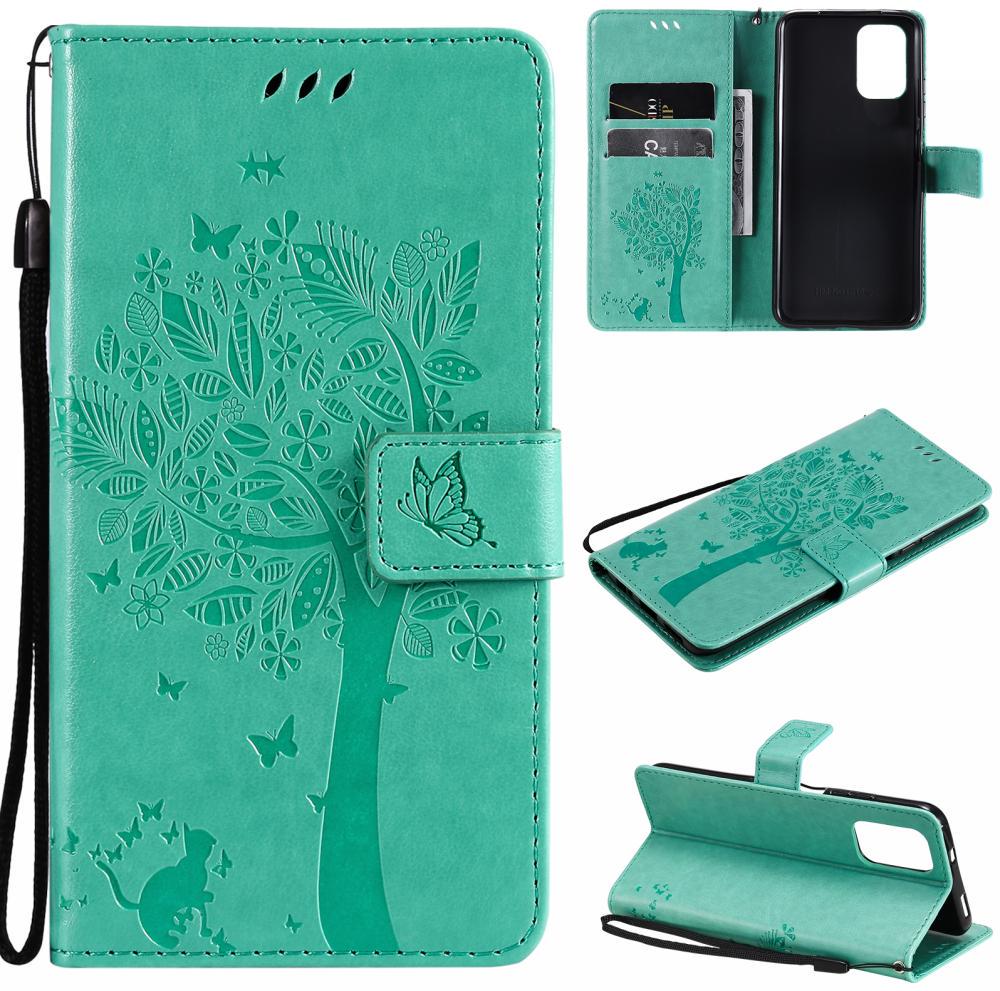 Чехол для Xiaomi Redmi 10 (рисунок кот и дерево) Turquoise (23757-32)