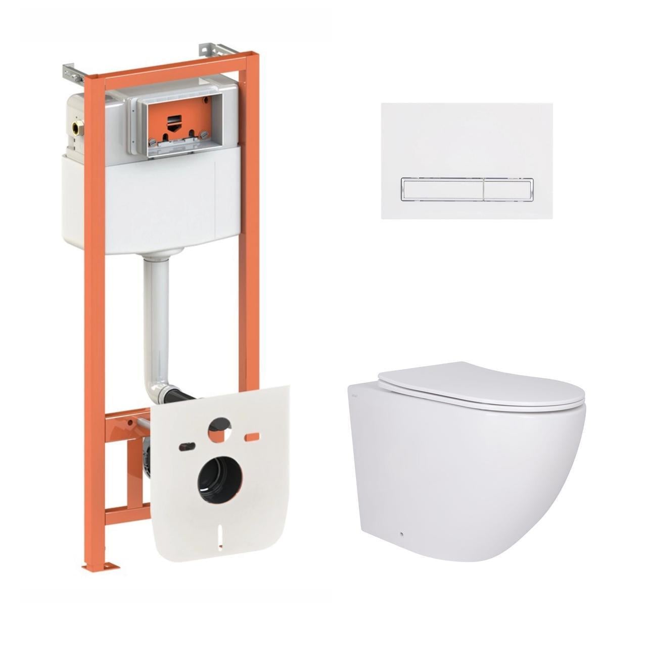 Комплект для ванной комнаты Qtap подвесной унитаз Robin и комплект установки Nest 4в1 линейная клавиша White (2610410627)