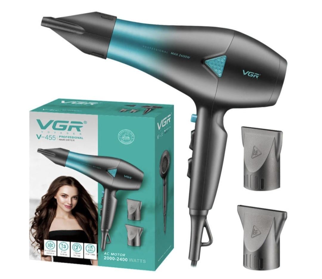 Фен для волос VGR V-455 2400 Вт Черный с зеленым (36408194) Фен для волос VGR V-455 2400 Вт Черный с зеленым (36408194)