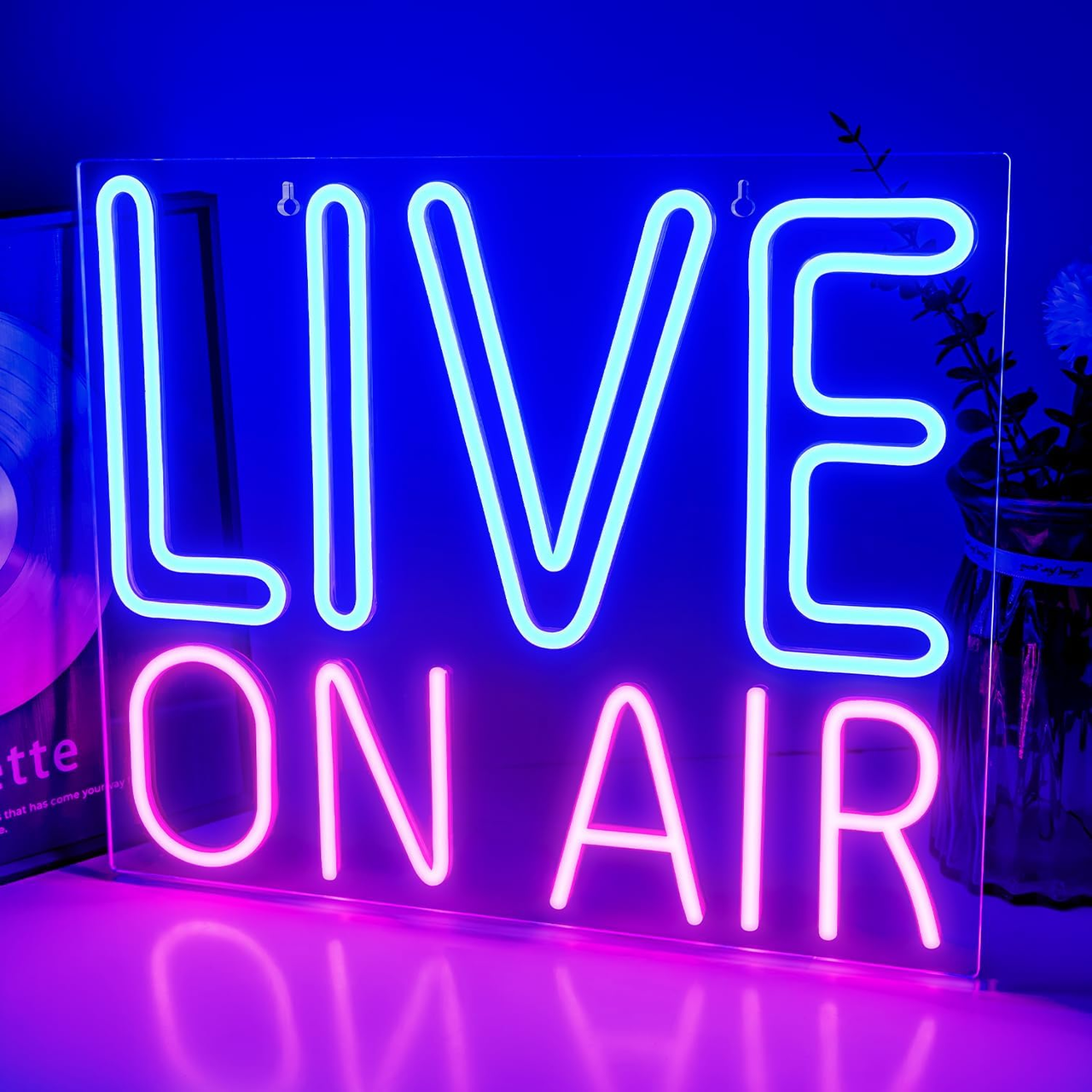 Неоновая светодиодная вывеска Looklight Live On Air буквы Синий/Розовый (2957323555)