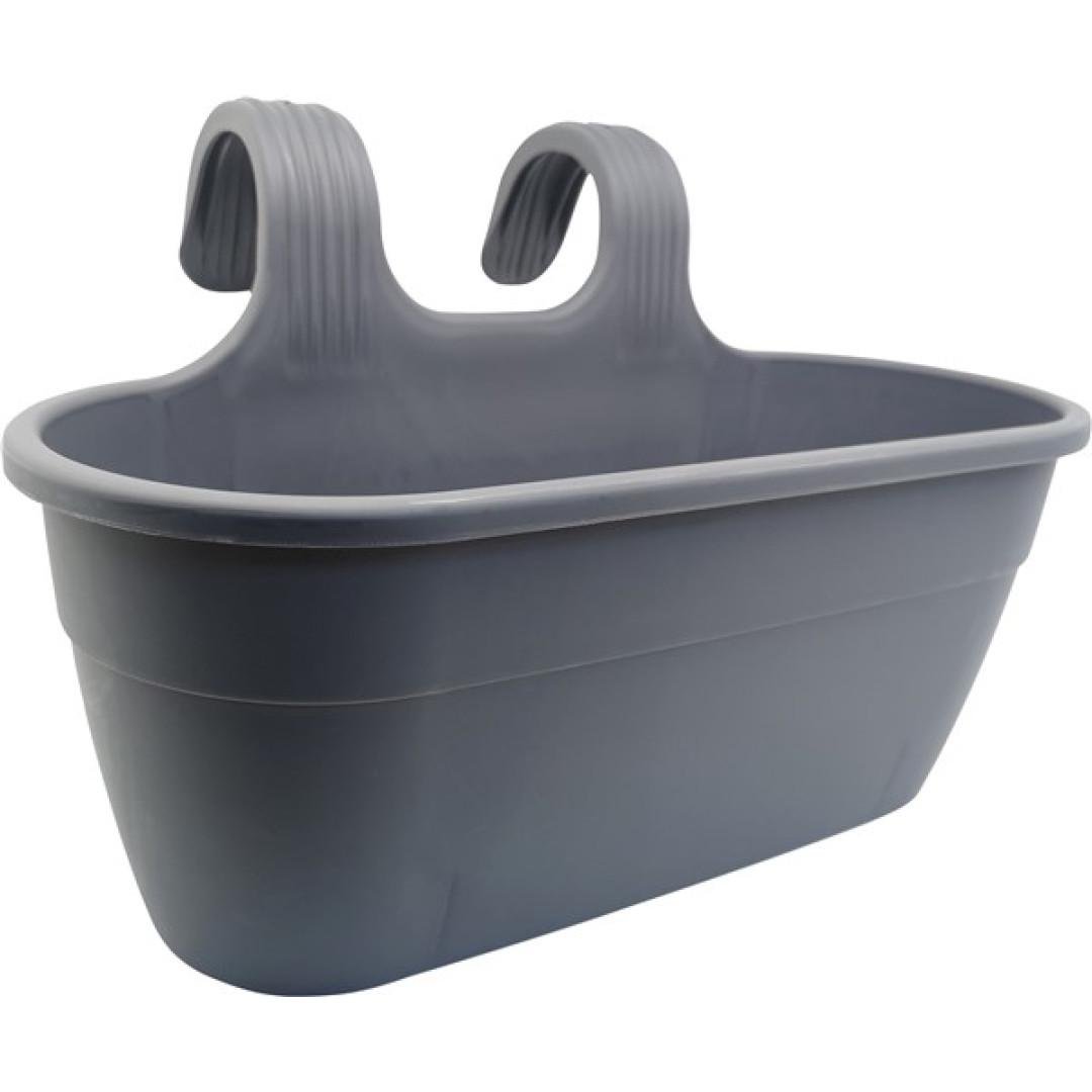 Горшок для цветов Elif Plastik навесной балконник 7,5 л Антрацитовый - фото 1