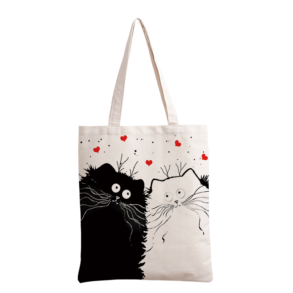 Сумка-тоут женская Влюбленные котики из хлопка 33х40 см Белый (29605) Сумка-тоут женская Влюбленные котики из хлопка 33х40 см Белый (29605)