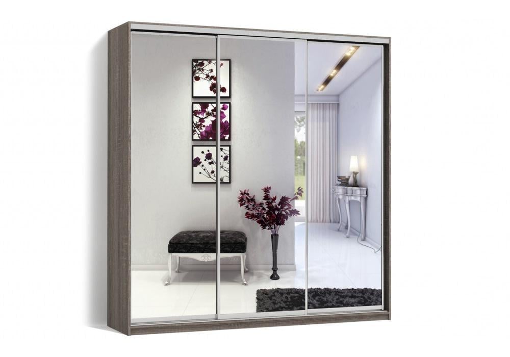 Шкаф-купе Luхe 3 двери Зеркало/Зеркало/Зеркало CLS-III 2100х2200х600 мм Дуб трюффель (13166)