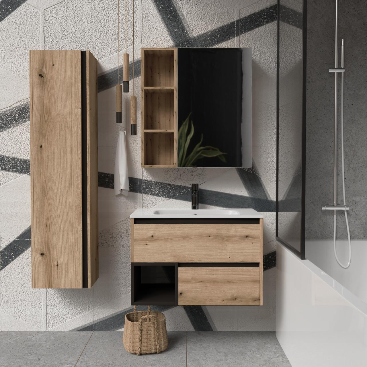 Тумба подвесная с раковиной MVK Vostok Craft 70 В2 700х450х530 мм Дуб Эвок (c270ev) - фото 4