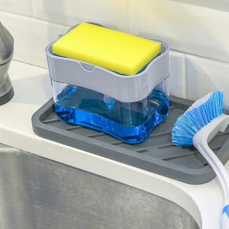 Органайзер для мочалок Soap Pump Sponge Caddy з мильницею та дозатором (11877852) - фото 2