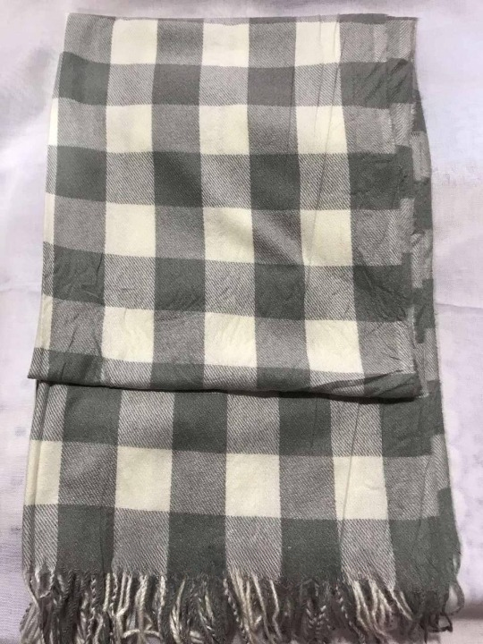 Шарф женский кашемировый клетка Серый (ШарфКаш85)